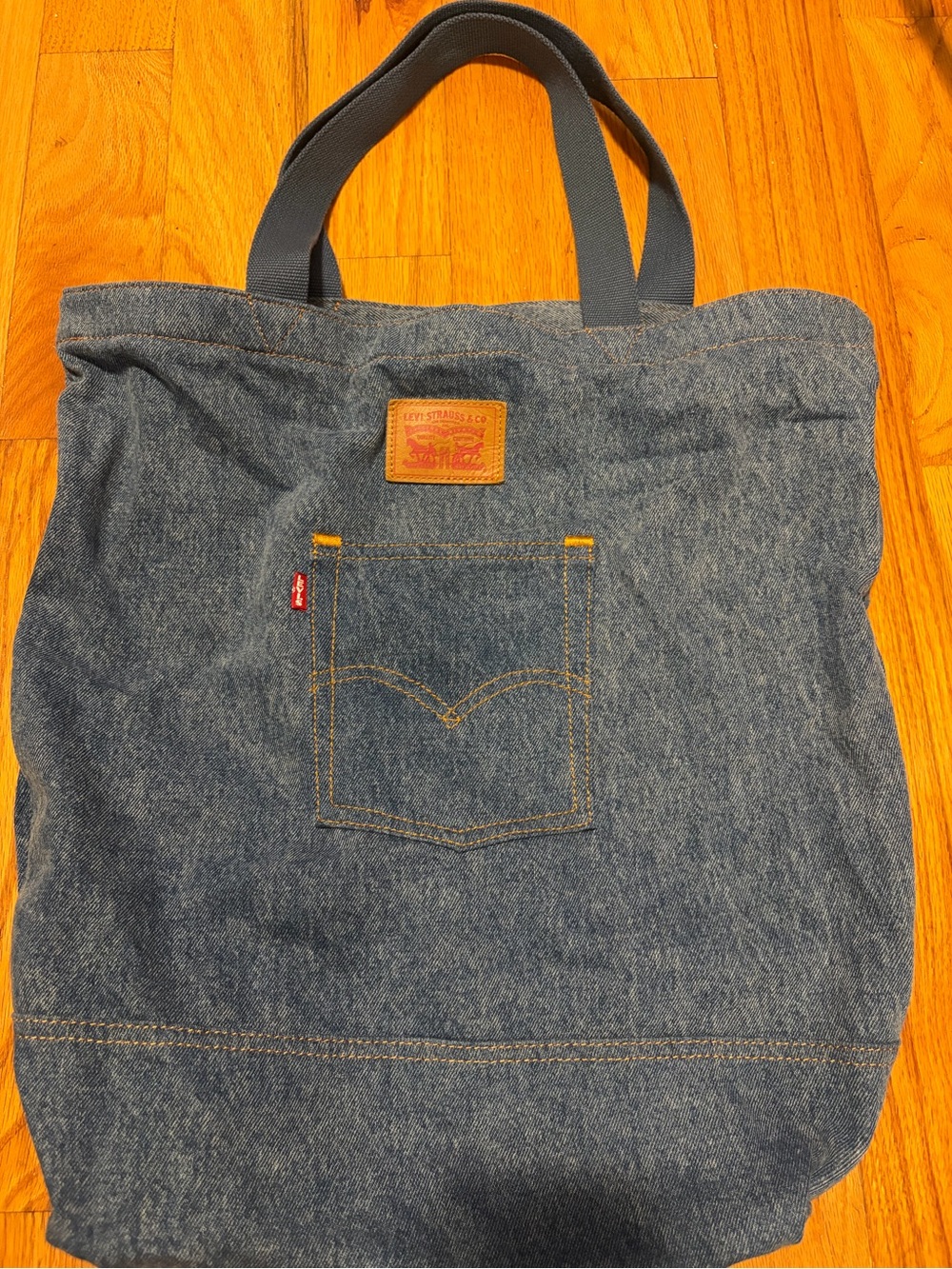 Levi's Denim Tote Bag in Blue with Brown Patch